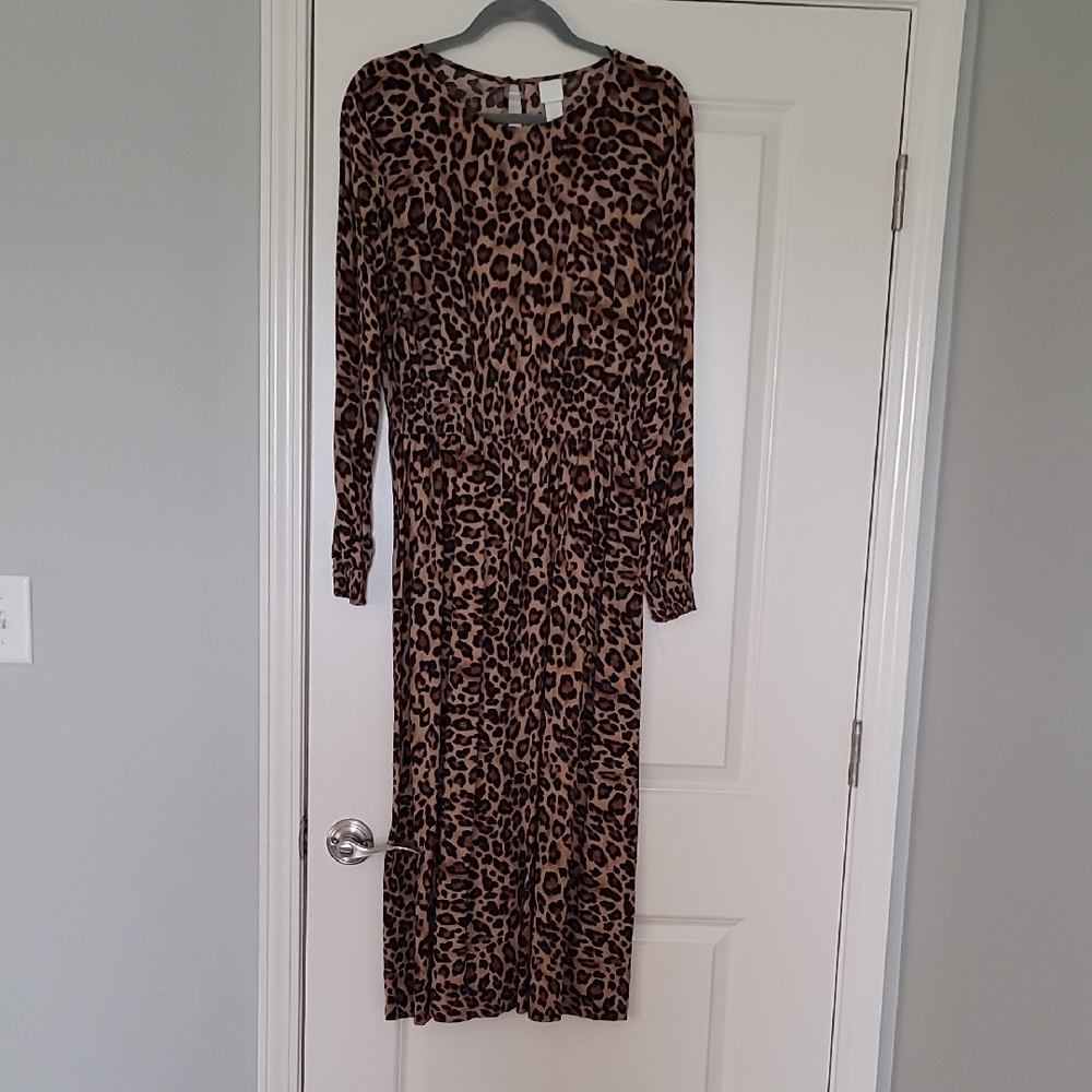 H&M Sheath Dress Brown Black Long Sleeve